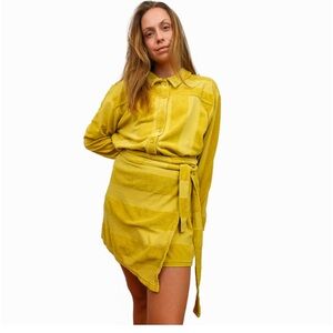 Free People Yellow Striped Swim Coverup
